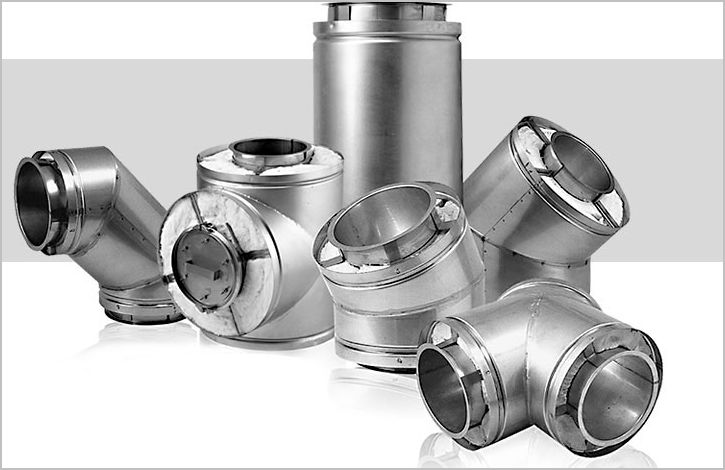 Assorted stainless steel HVAC duct fittings